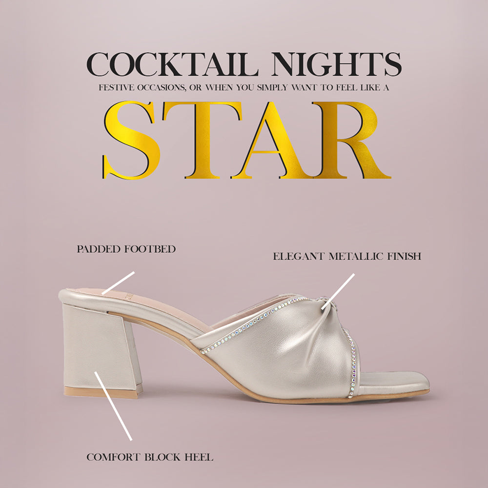 Lustrous Knot Strap Block Heel Women&