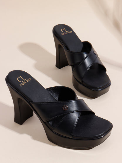 Elegant Crossover Strap Block Heel Sandals