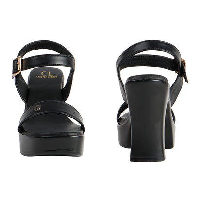 Denim-Style Block Block Heel Sandals