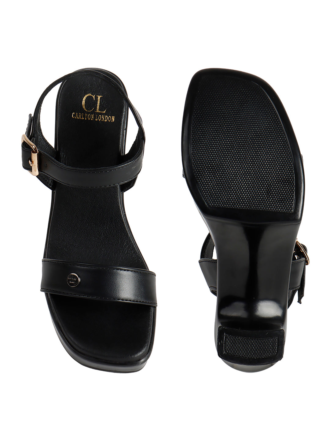 Denim-Style Block Block Heel Sandals