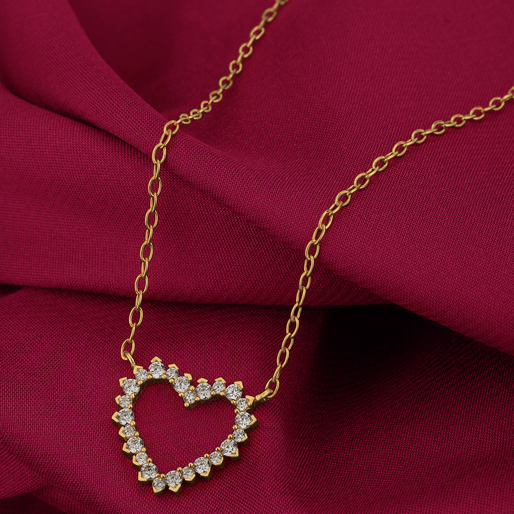 Heart-Shaped Golden-Plated Necklace Sterling Silver