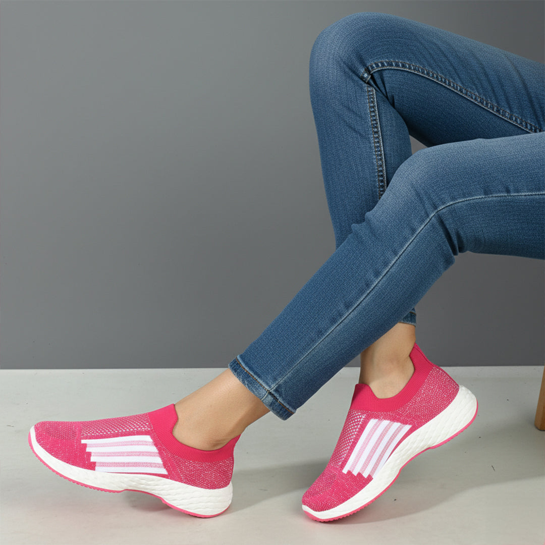 Women Woven Design Lightweight Slip On Sneakers