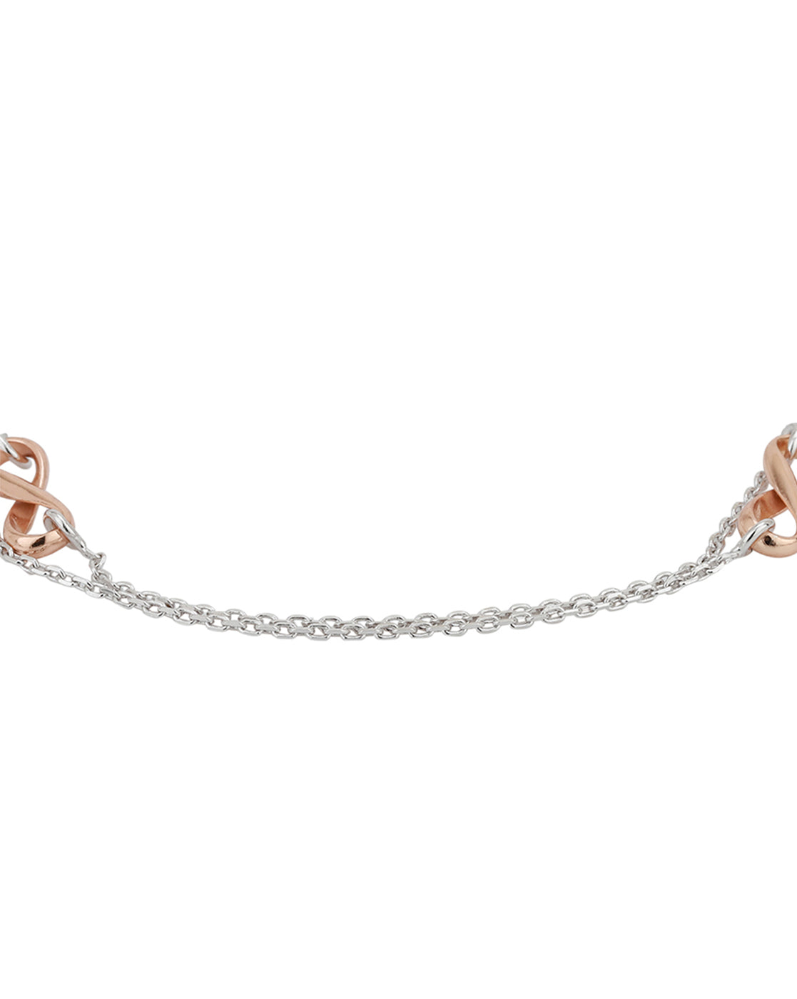 Carlton London Double Toned Rhodium Plated Infinity Link Bracelet