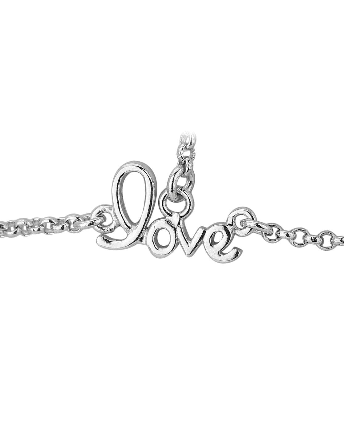 Carlton London Rhodium Plated Heart Ring Bracelet For Women