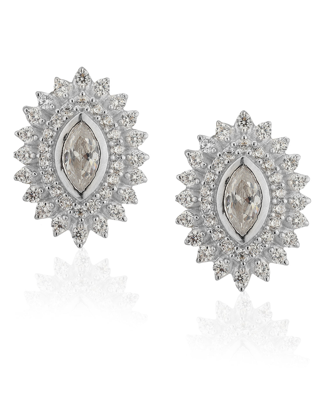 Carlton London Rhodium Plated Cz Eye Stud Earring For Women