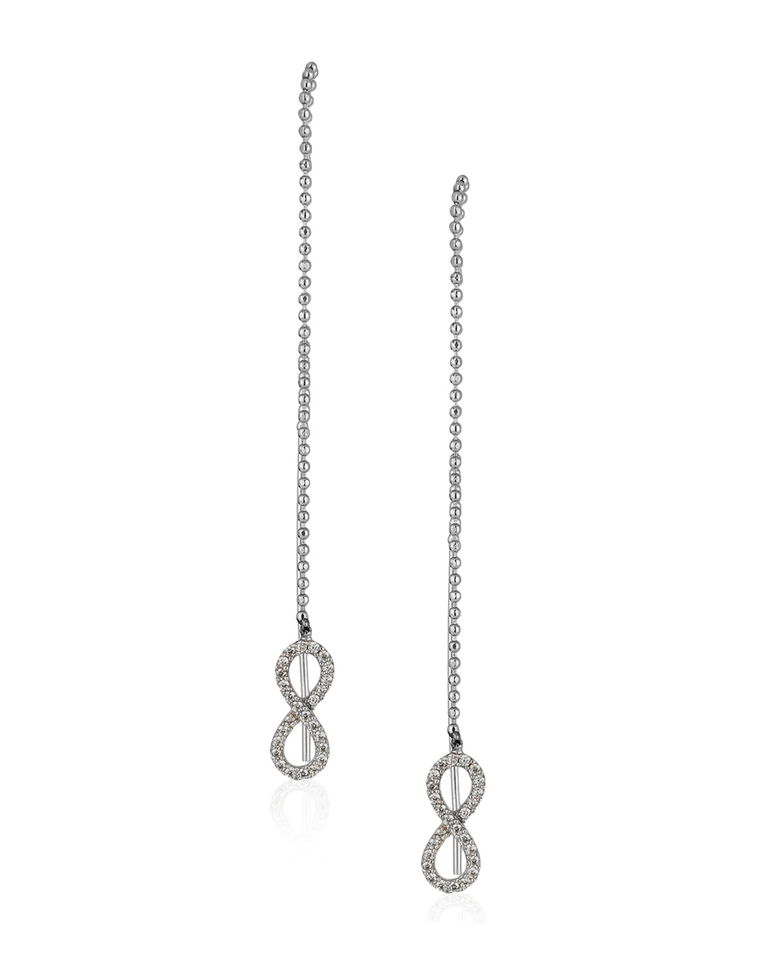 Carlton London Rhodium Plated Cz Drop Earring With Dangling Infinity For Women