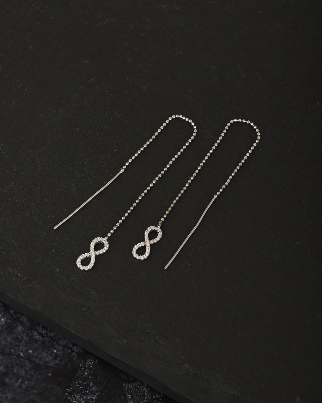 Carlton London Rhodium Plated Cz Drop Earring With Dangling Infinity For Women