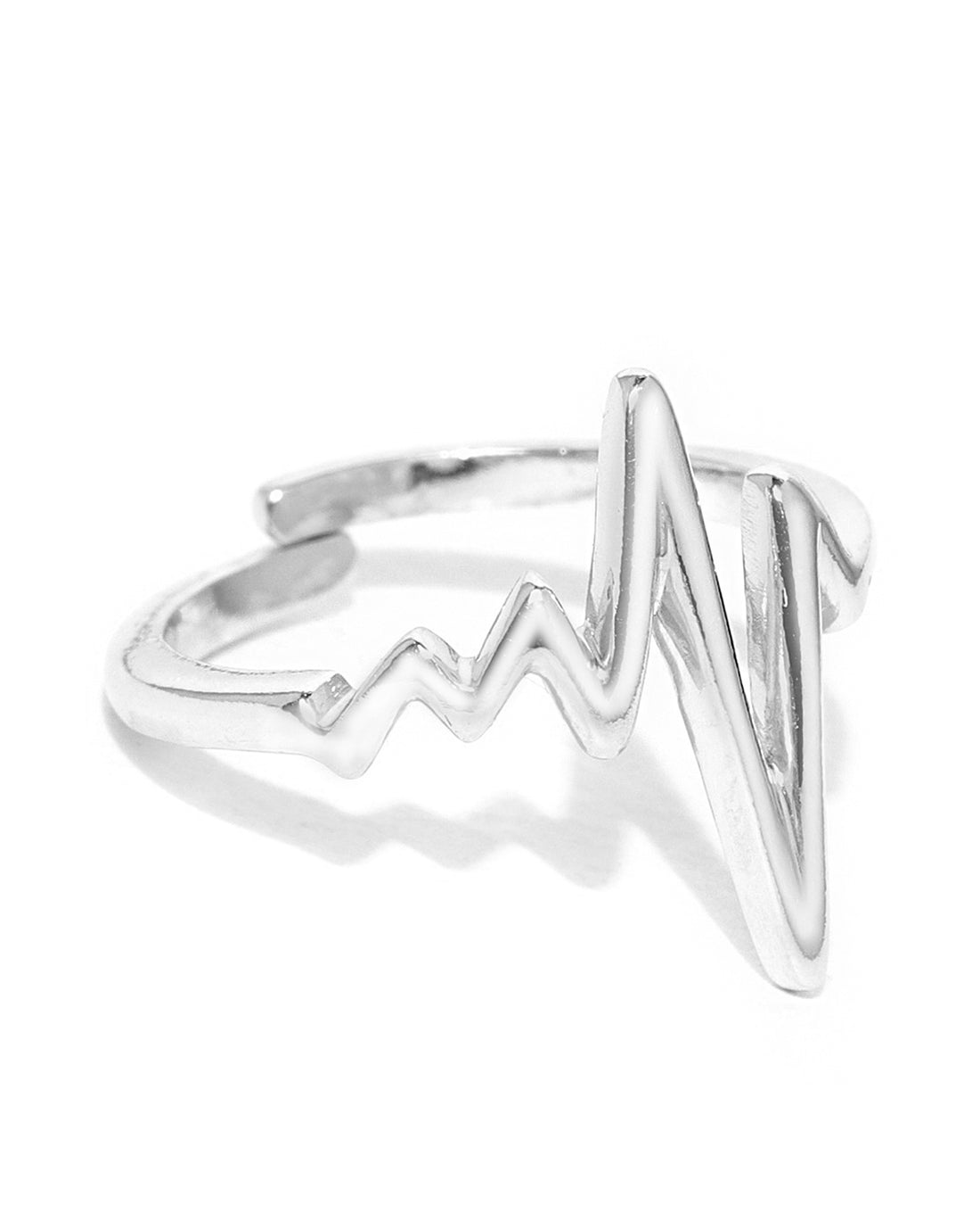 Carlton London Rhodium Plated Silver Toned Contemporary Adjustable Finger Ring For Women