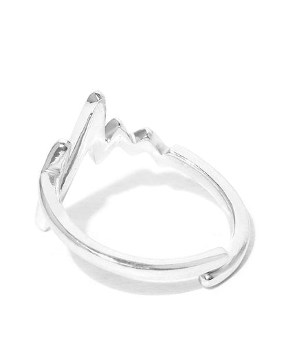 Carlton London Rhodium Plated Silver Toned Contemporary Adjustable Finger Ring For Women
