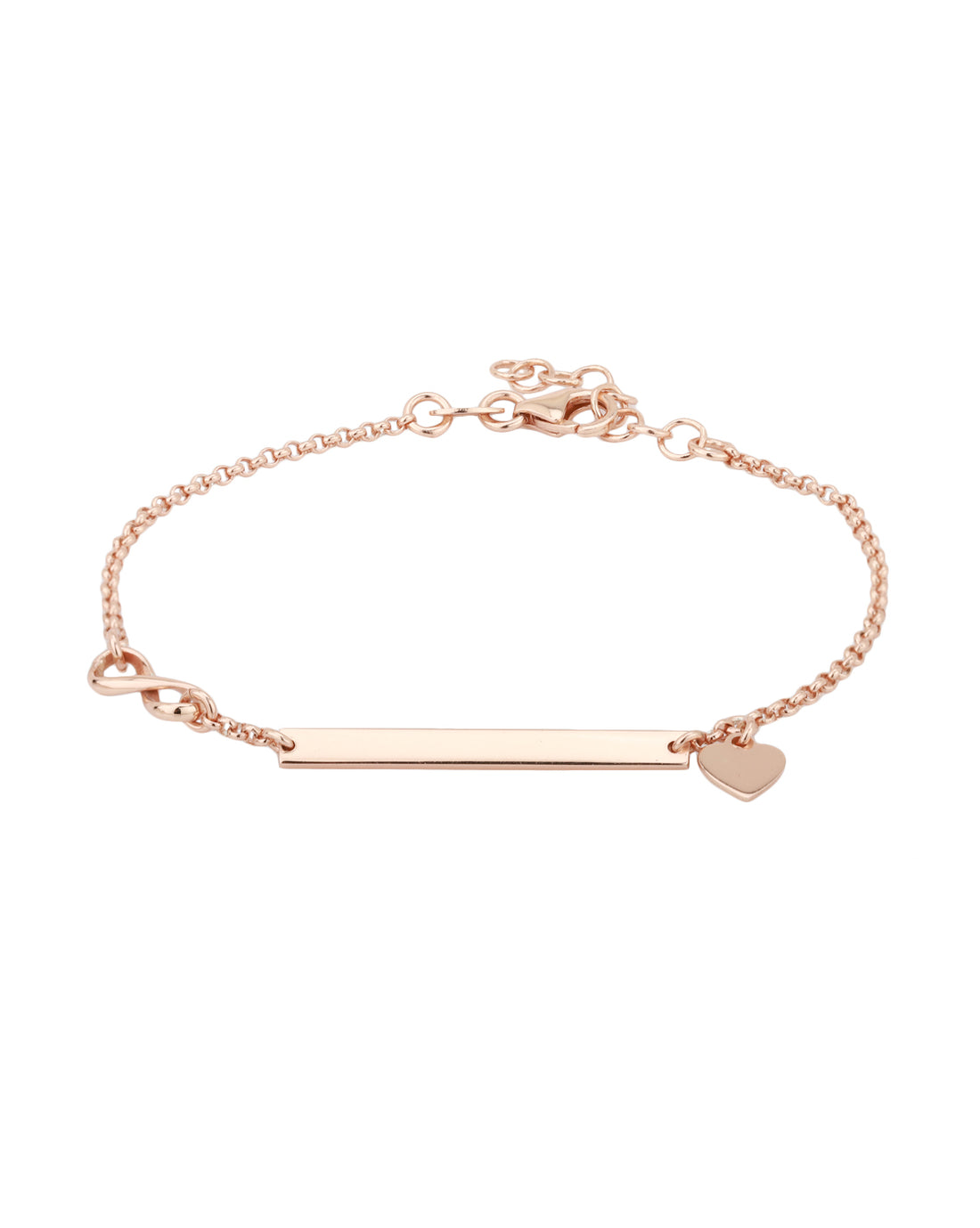 Carlton London Rose Gold Plated with Heart Charm Bracelet