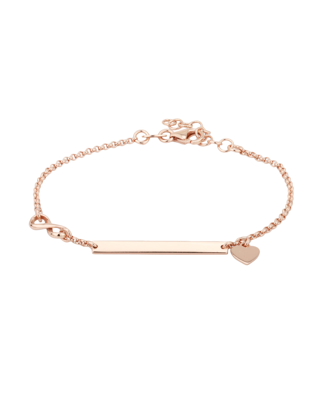 Carlton London Rose Gold Plated With Heart Charm Bracelet
