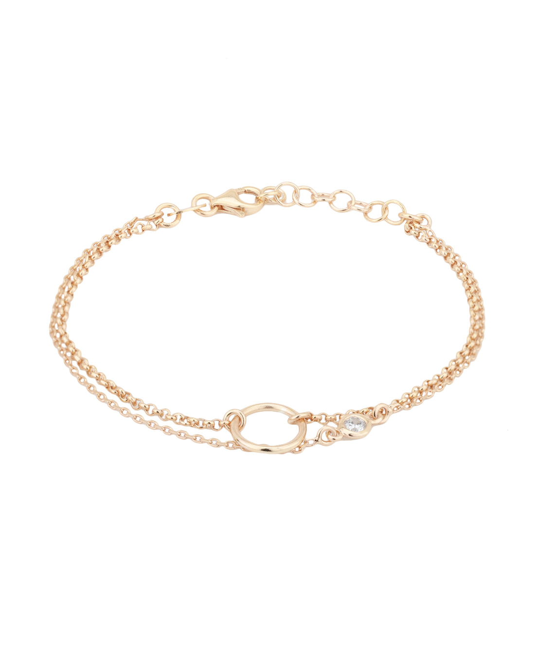 Carlton London Rose Gold Plated Cz Dual Strand Bracelet For Women