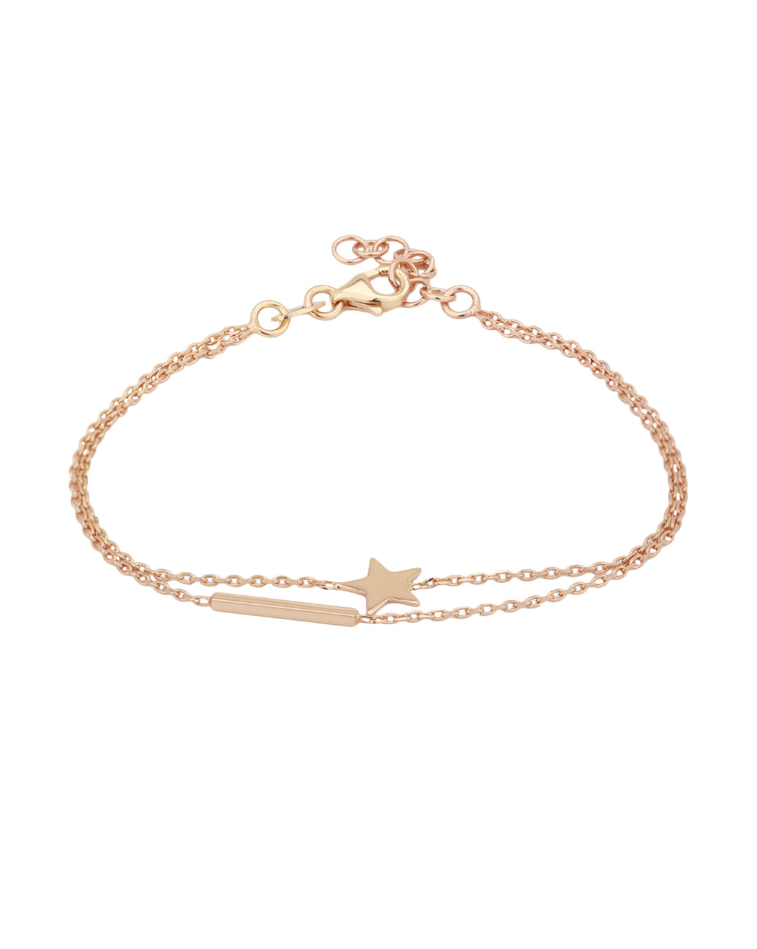 Carlton London Rose Gold Plated With Star Dual Strand Bracelet