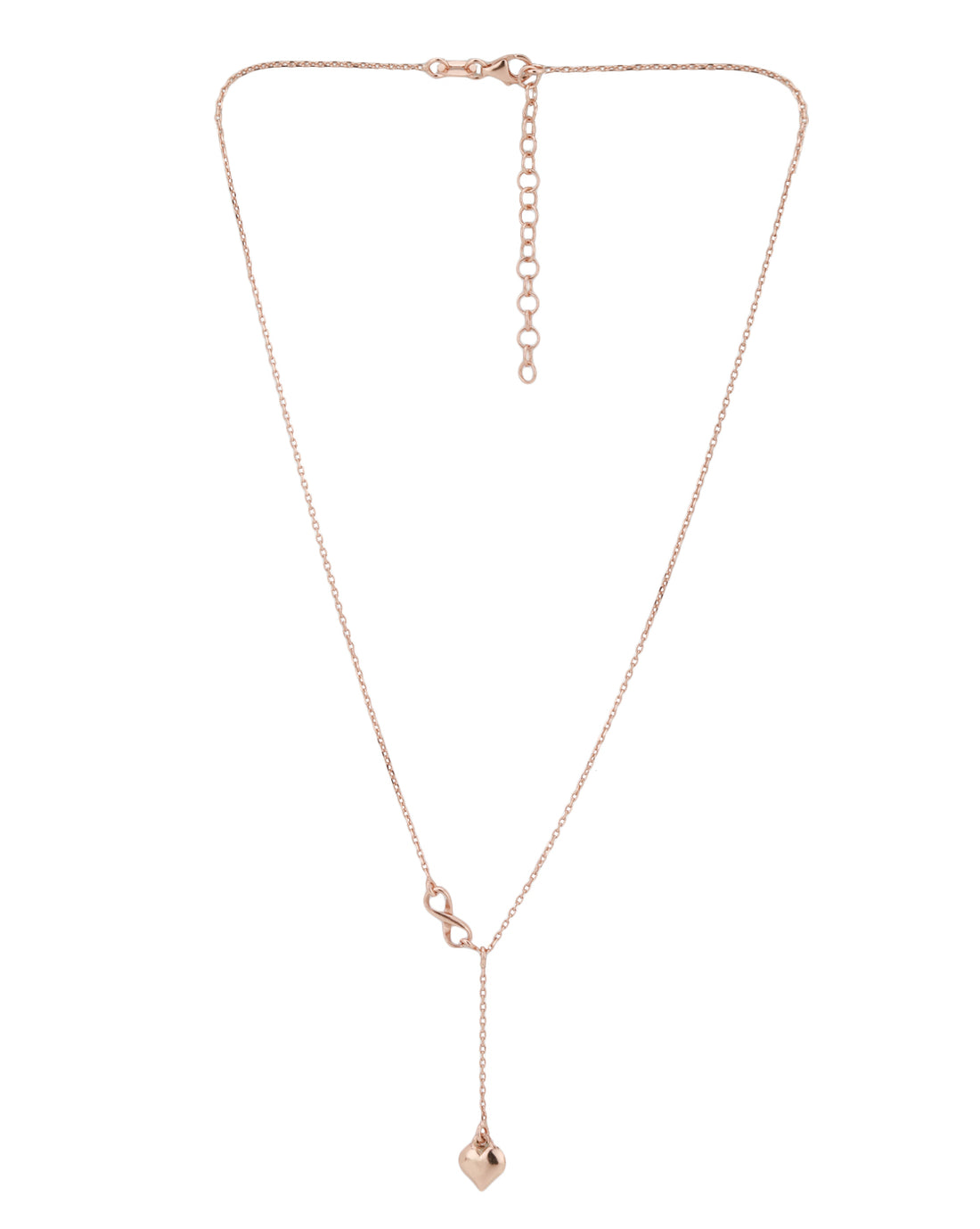 18kt Rose Gold Plated Lariat Heart Pendant with Chain