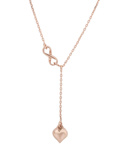 18kt Rose Gold Plated Lariat Heart Pendant with Chain