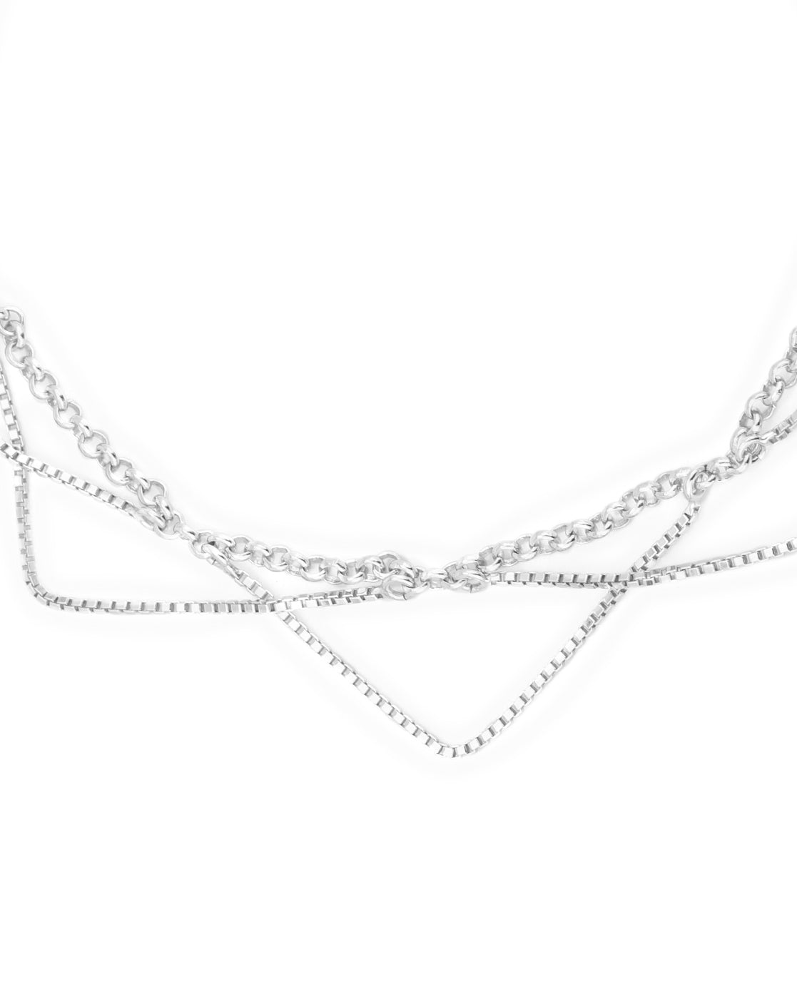 Carlton London -Set Of 2 Rhodium-Plated Silver Toned Link Layered Anklets For Women