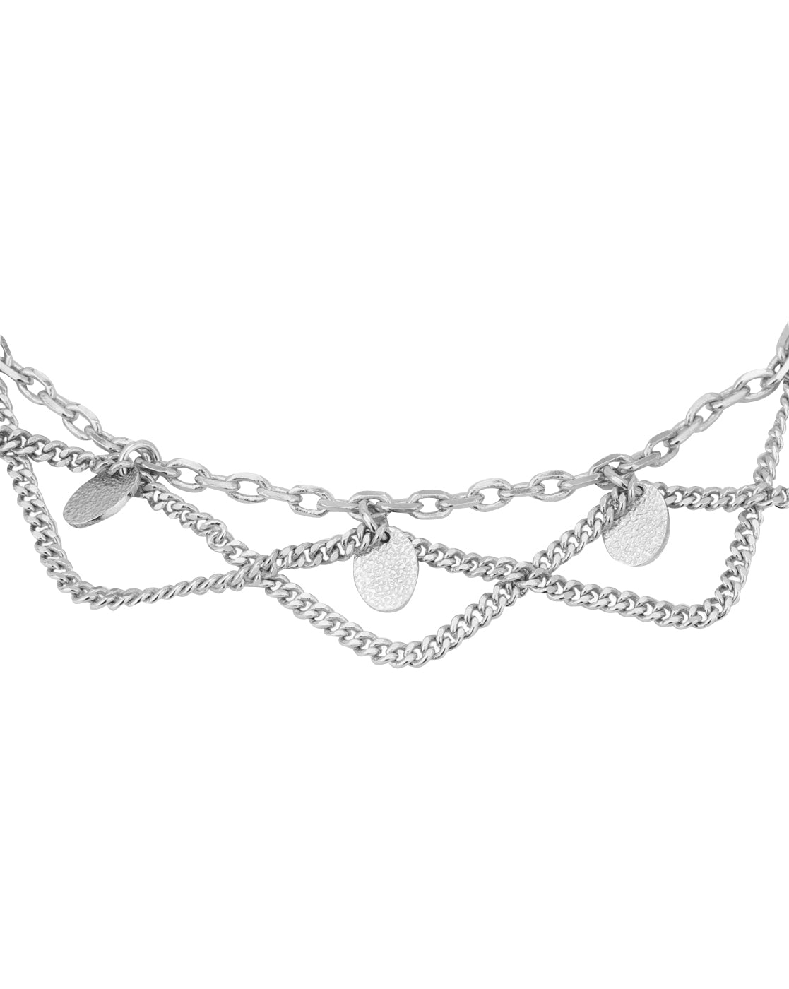Carlton London -Set Of 2 Rhodium-Plated Silver Toned Layered Oval-Shape Anklets For Women