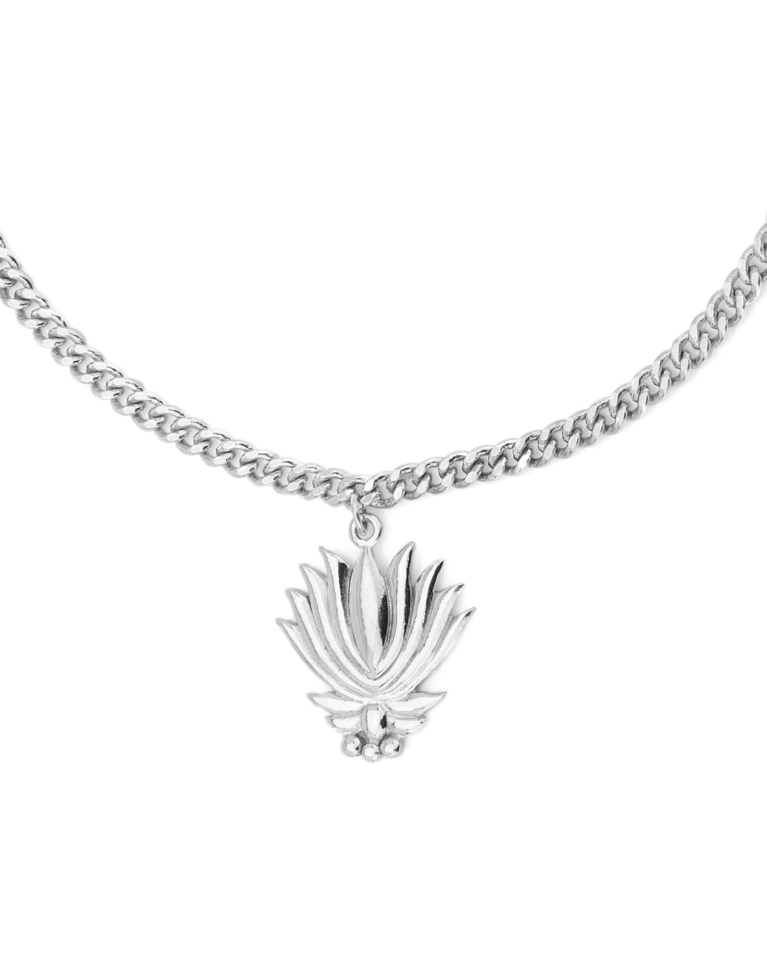 Carlton London -Set Of 2 Rhodium-Plated Silver Toned Lotus Shape Silver Beaded Anklets For Women