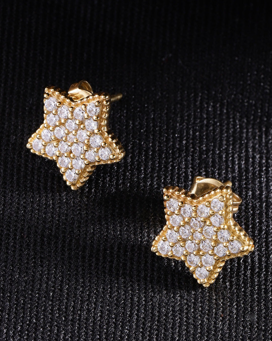 Carlton London Gold Plated Cz Star Stud Earring For Women