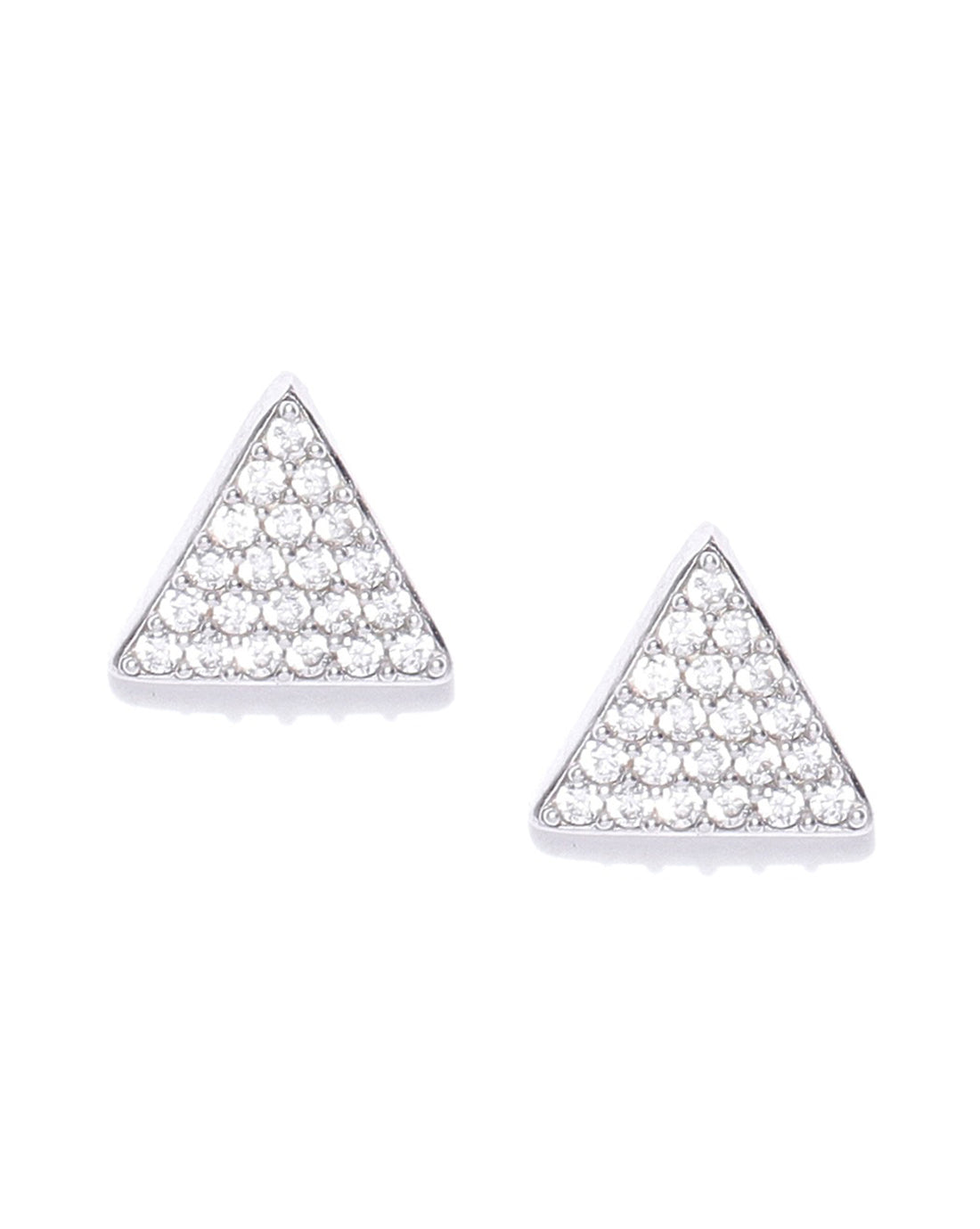 Carlton London Rhodium Plated Cz Triangular Hoop Earring For Women