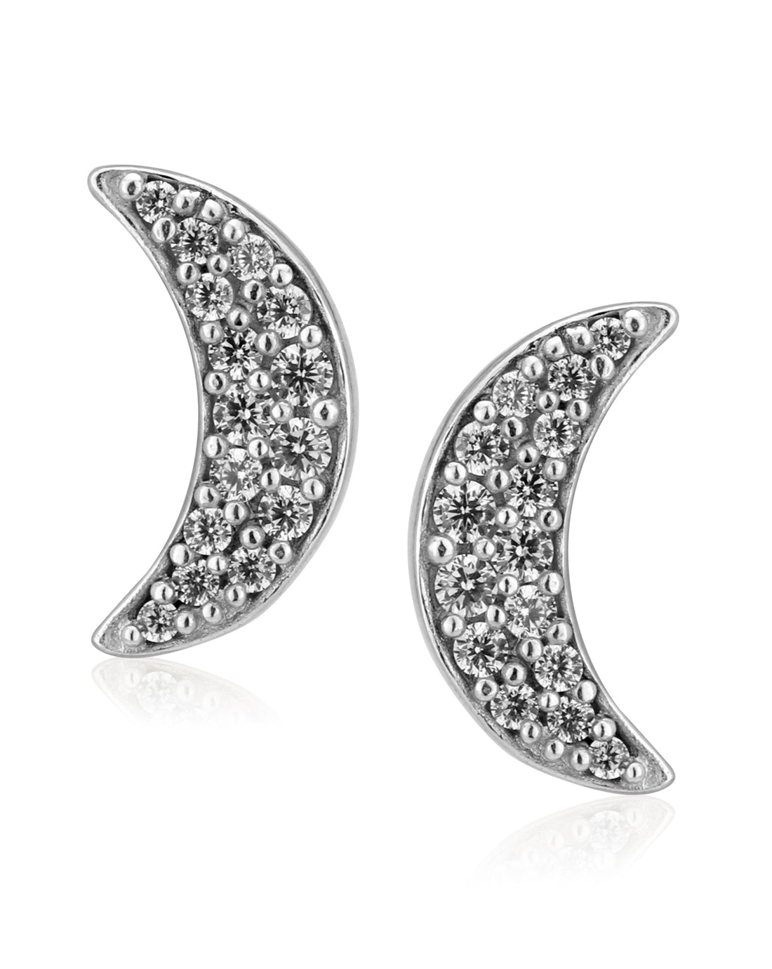 Carlton London Rhodium Plated Cz Crescent Stud Earring For Women