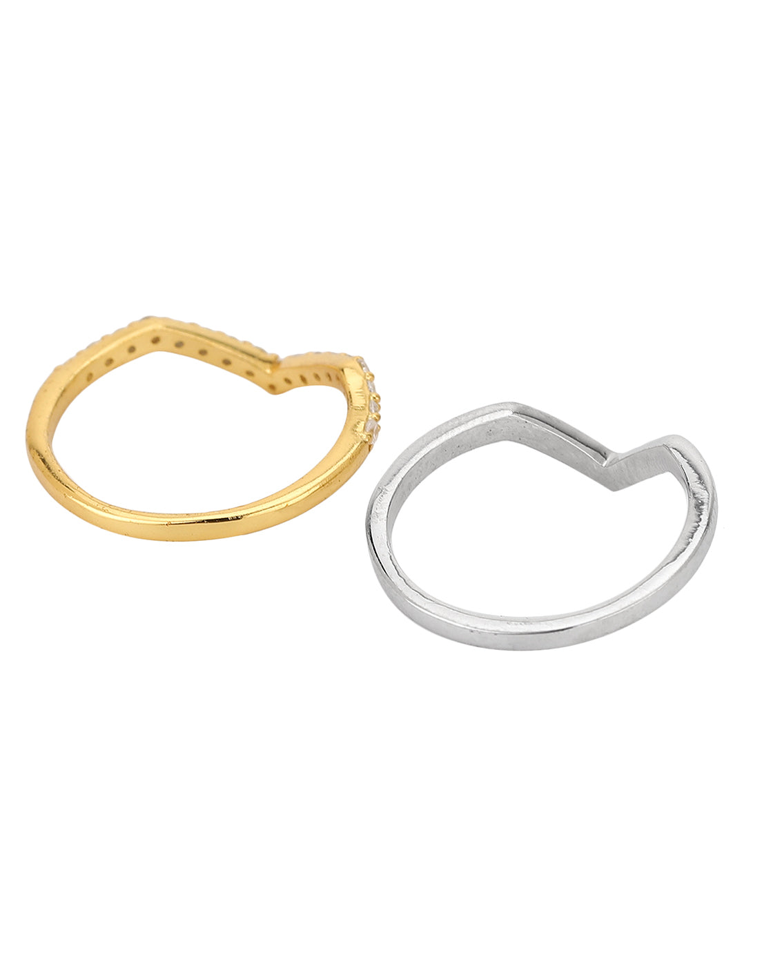 Carlton London Gold &amp; Silver Plated Set Of 2 Contemporary Finger Rings For Women