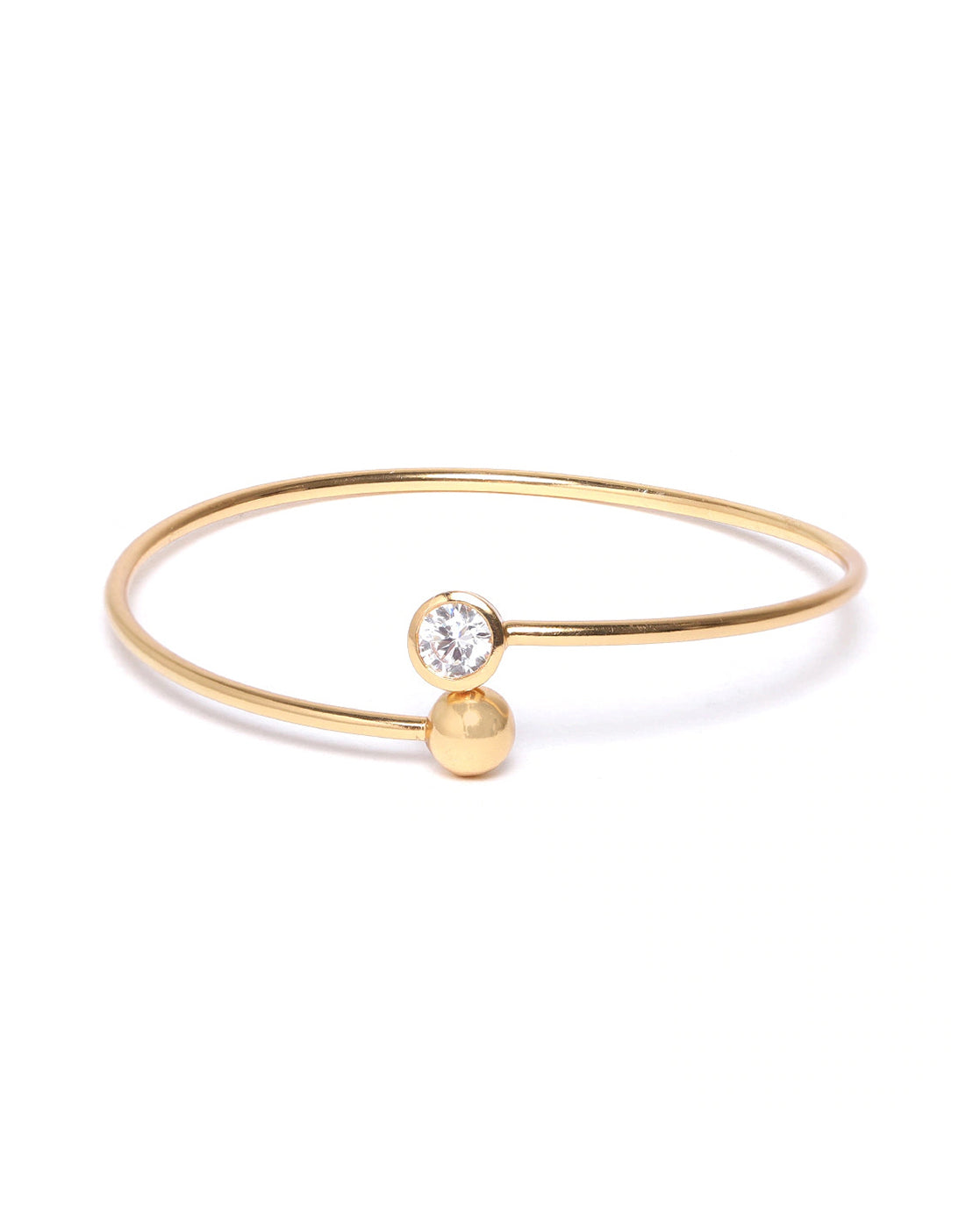 Carlton London-Gold Plated Cz-Studded Cuff Bracelet For Women