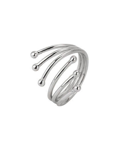 Carlton London Rhodium Plated Silver Toned Adjustable Contemporary Finger Ring For Women