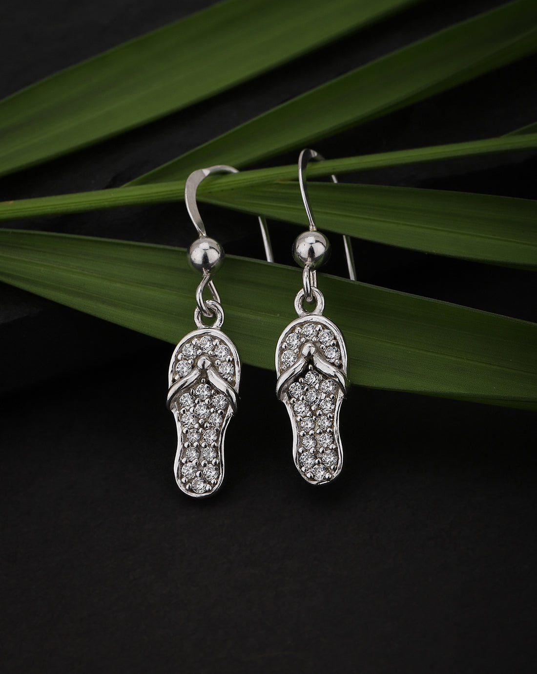 Carlton London Rhodium Plated Cz Quirky Drop Earring For Women