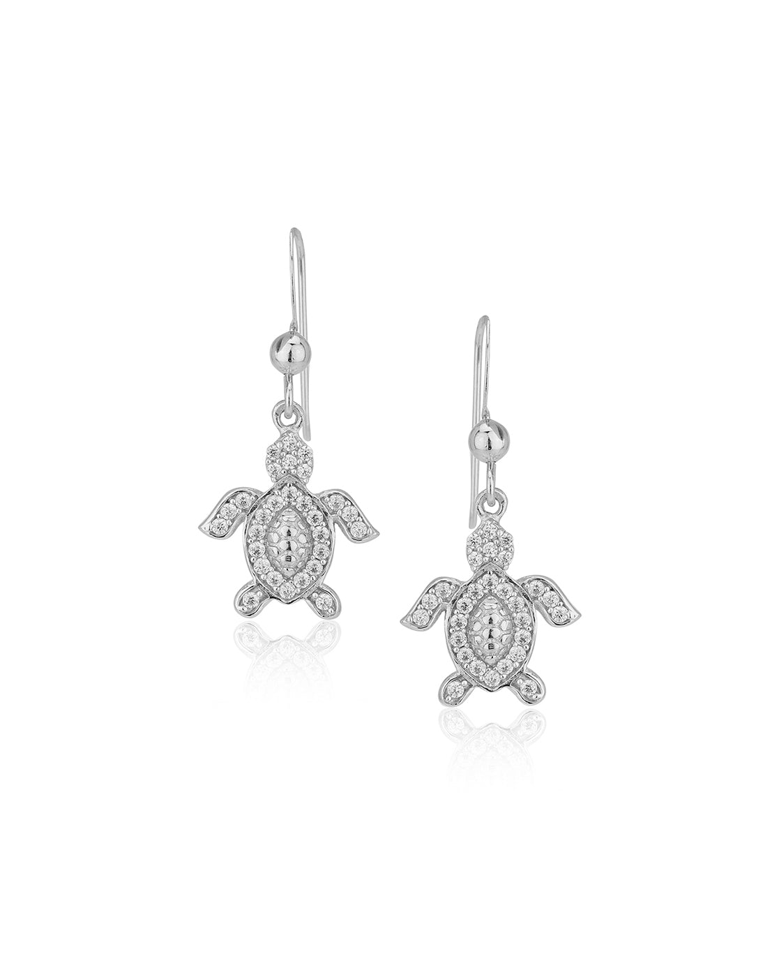 Carlton London Rhodium Plated Cz Turtle Stud Earring For Women