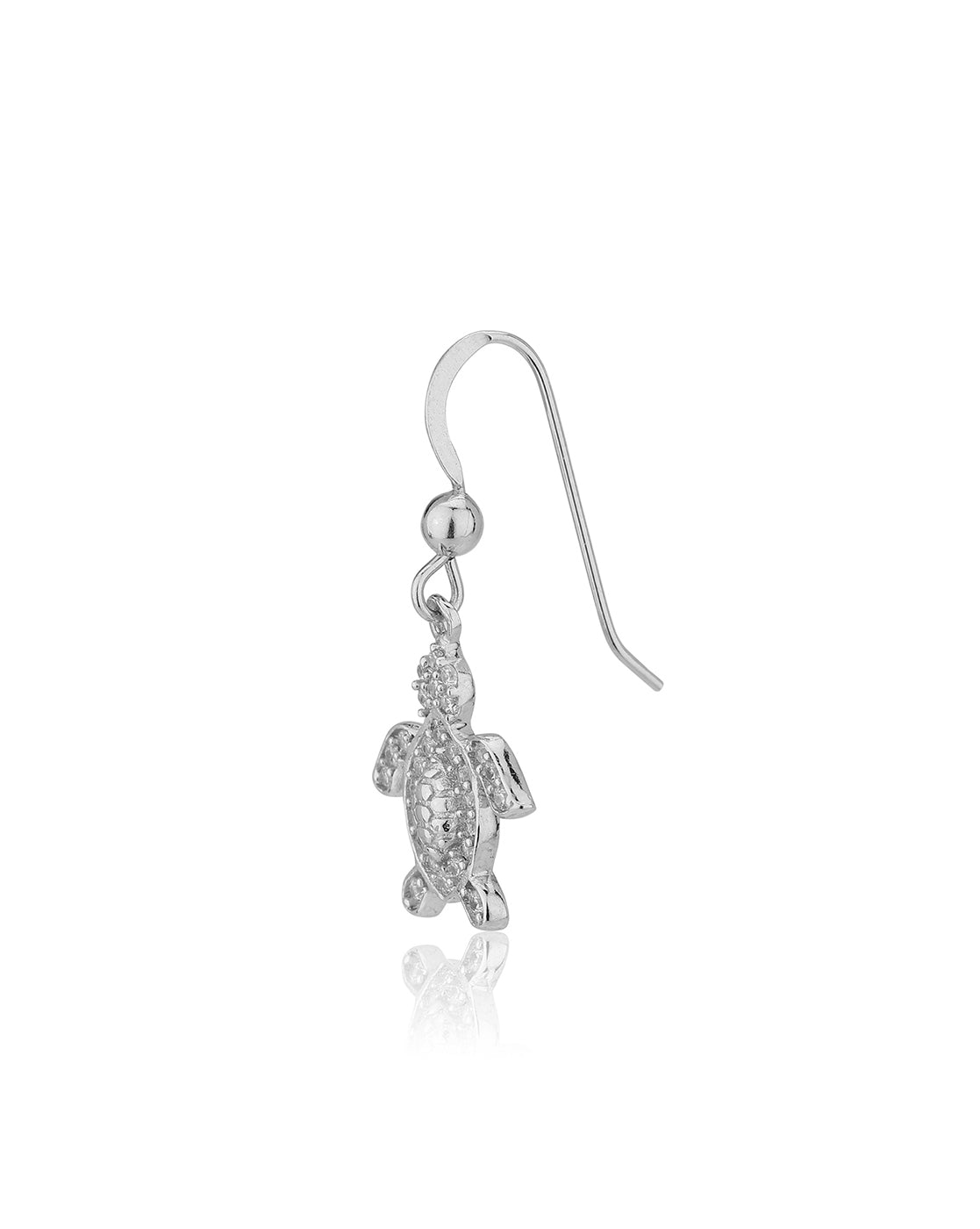 Carlton London Rhodium Plated Cz Turtle Stud Earring For Women