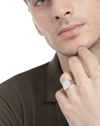 Carlton London Rhodium Plated Mens Ring