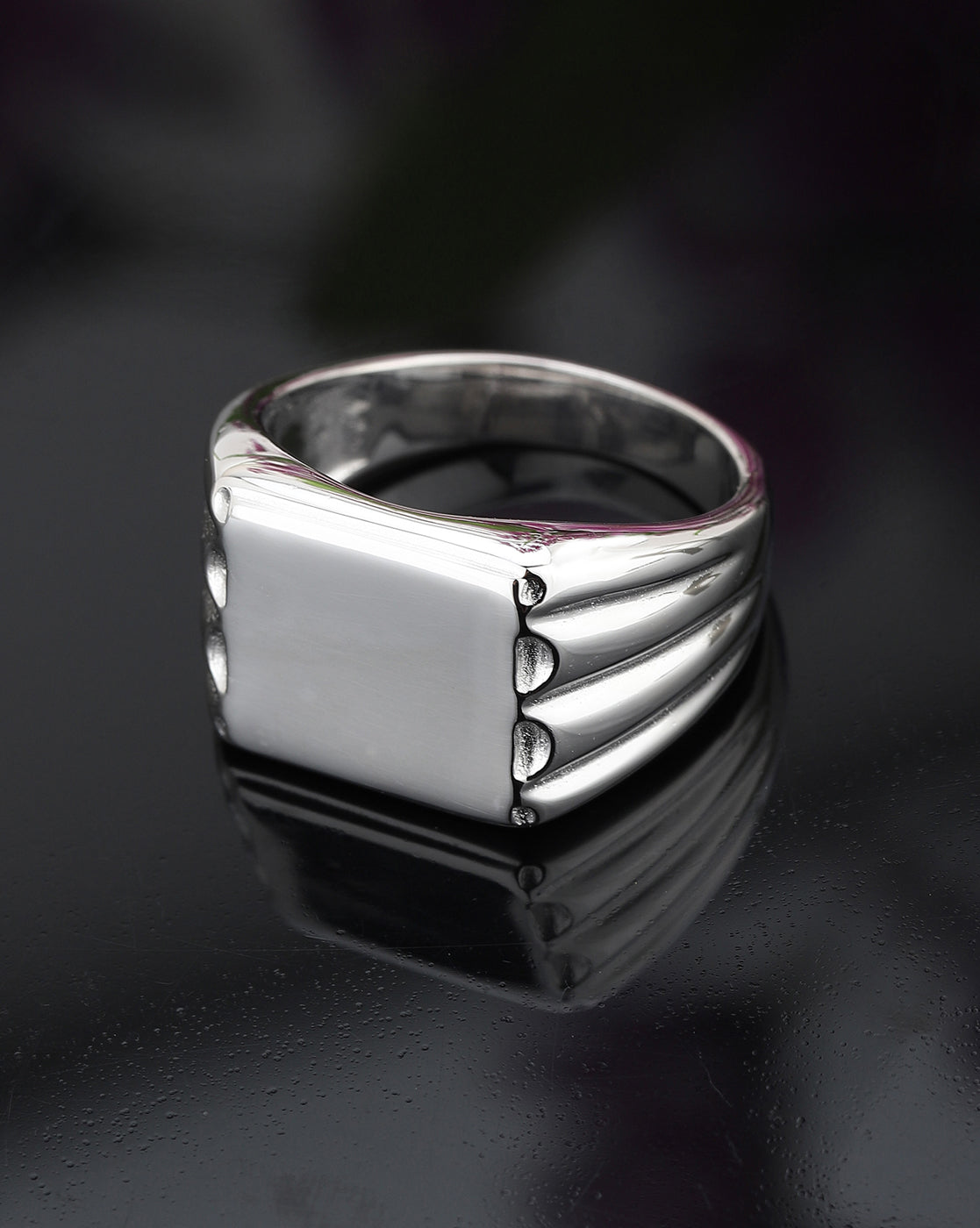 Carlton London Rhodium Plated Silver Toned Finger Ring For Men