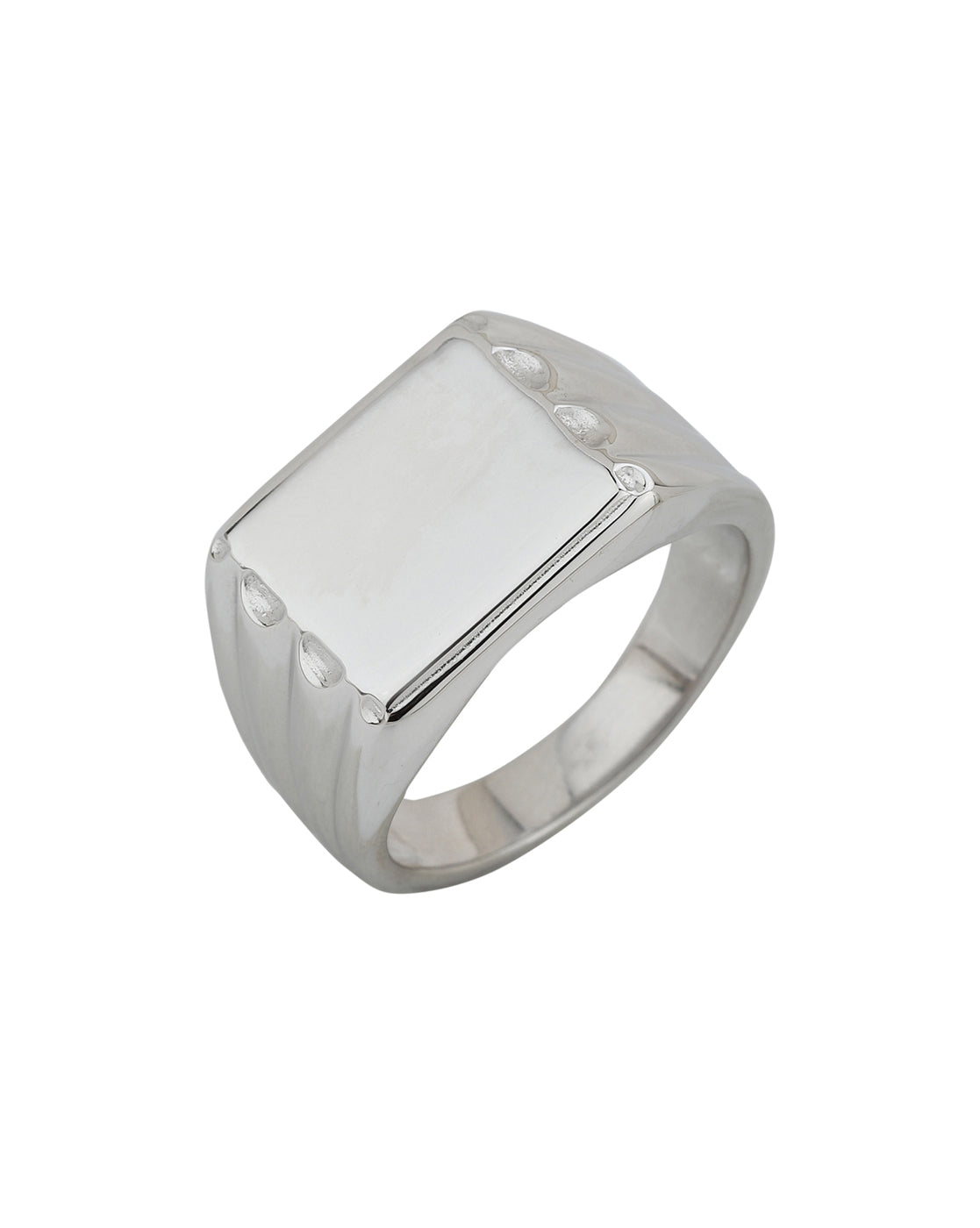 Carlton London Rhodium Plated Silver Toned Finger Ring For Men