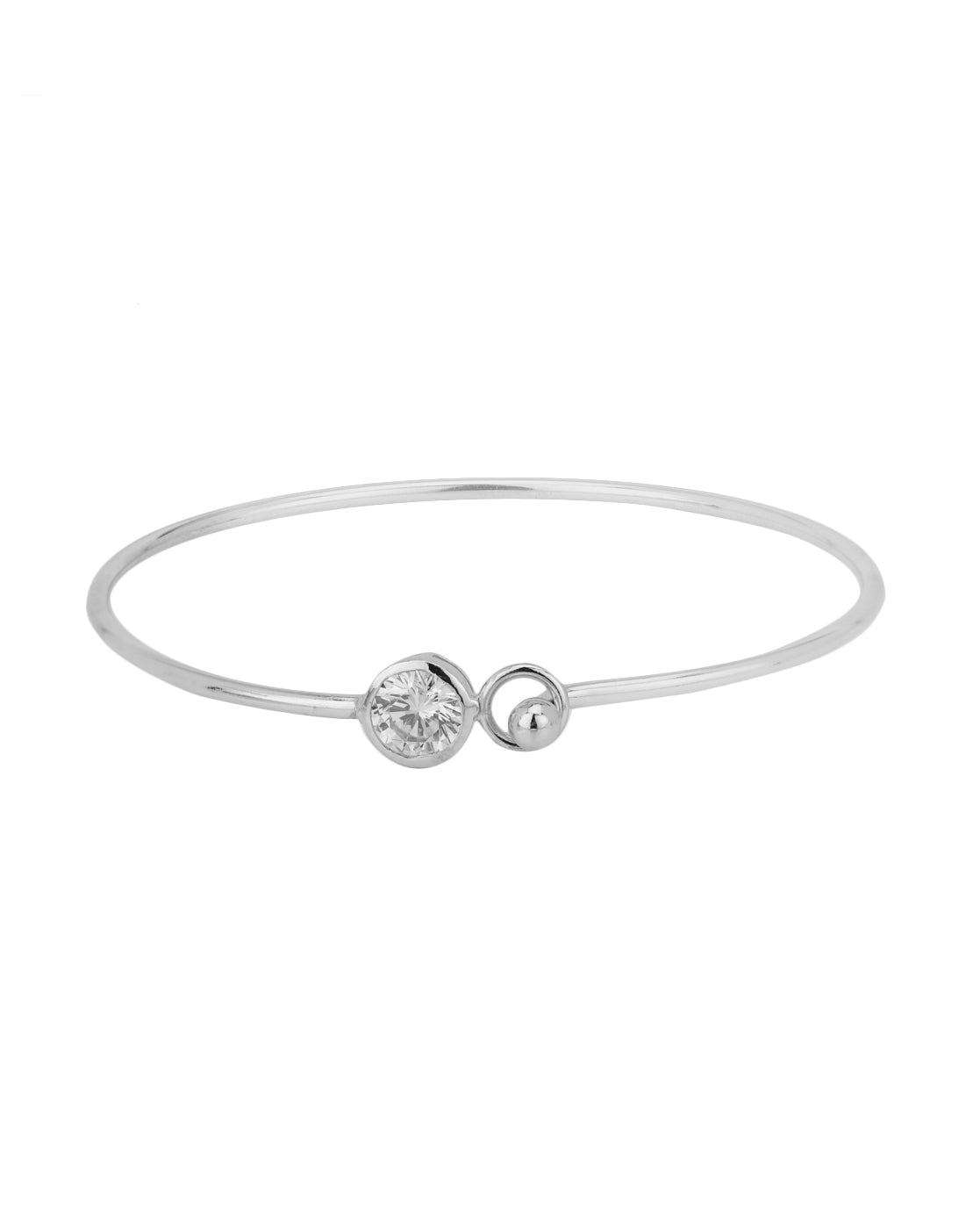 Carlton London Rhodium Plated With Cz Bangle Bracelet