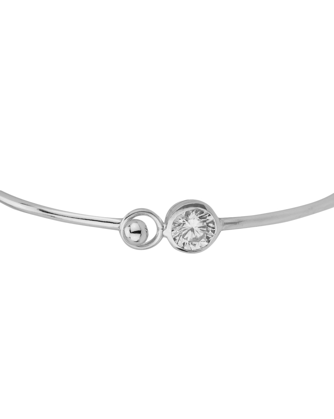 Carlton London Rhodium Plated With Cz Bangle Bracelet