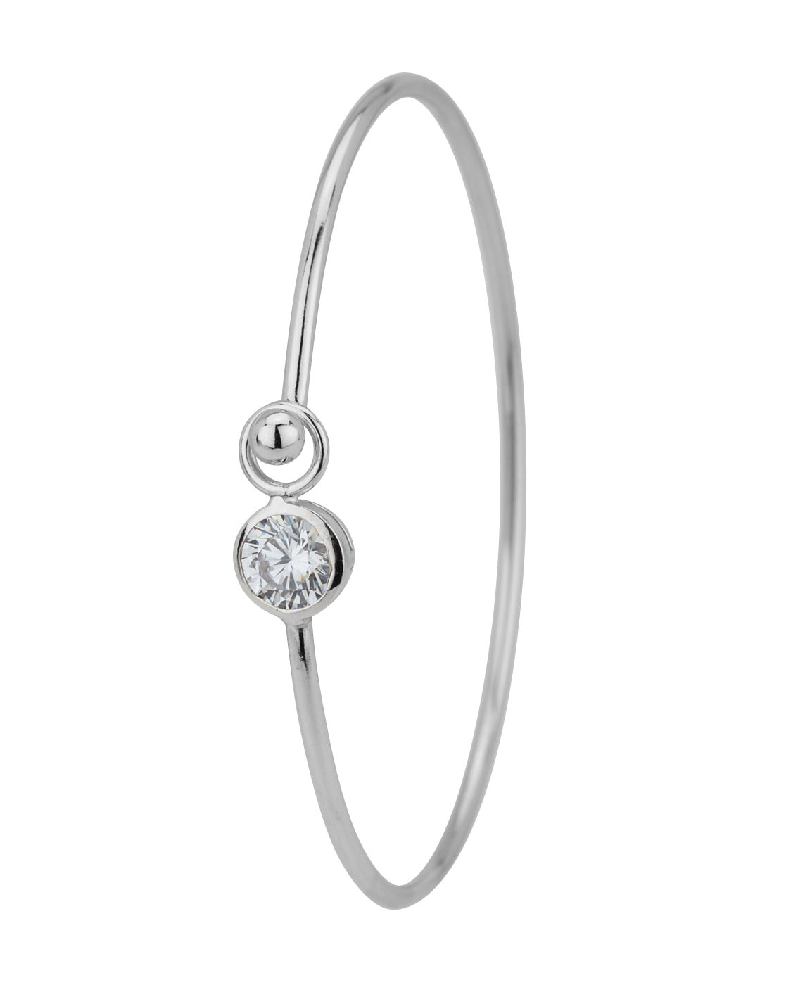 Carlton London Rhodium Plated With Cz Bangle Bracelet