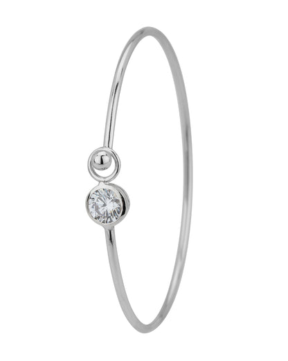 Carlton London Rhodium Plated With Cz Bangle Bracelet