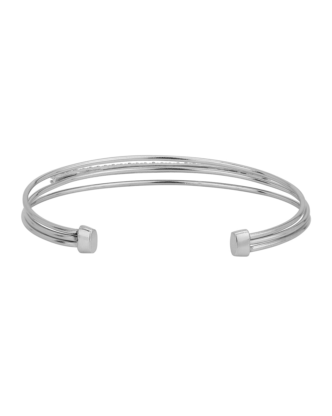 Carlton London Rhodium Plated Cz Studded Cuff Bracelet For Women