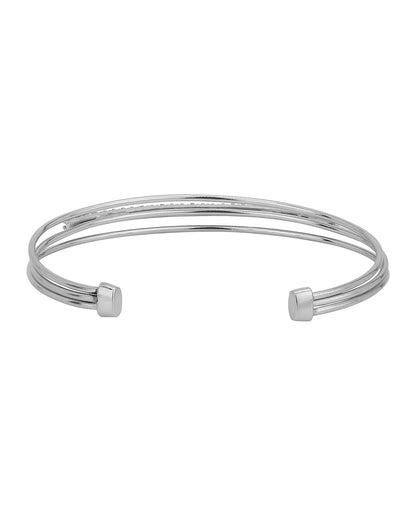 Carlton London Rhodium Plated Cz Studded Cuff Bracelet For Women