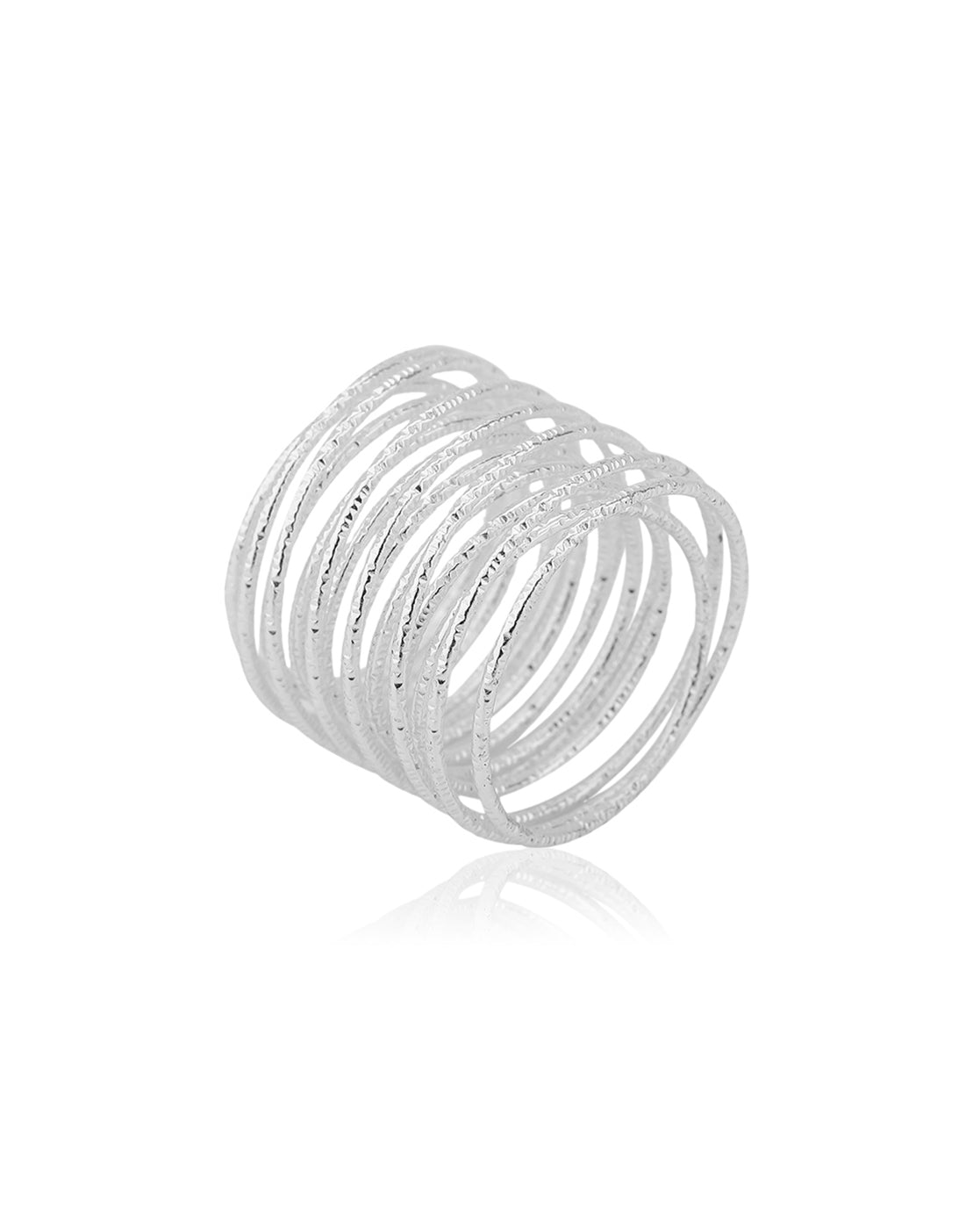 Carlton London Rhodium Plated Silver Toned Contemporary Finger Ring For Women