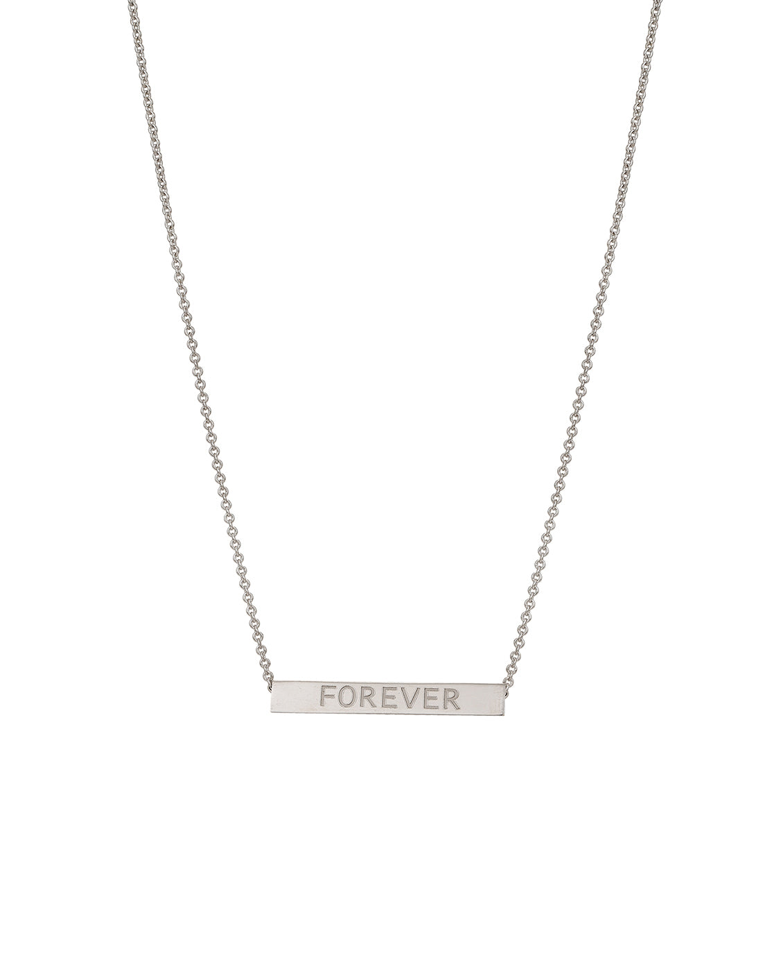 Carlton London Ingrave Text Inline Bar With Rhodium Plated Necklace