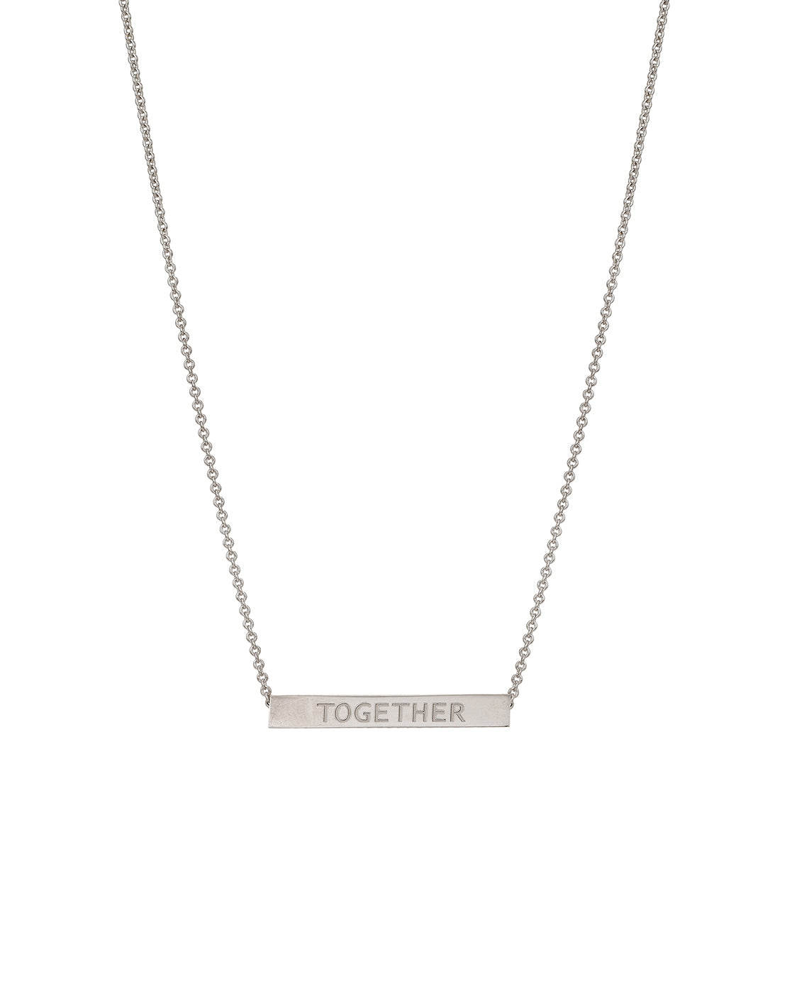 Carlton London Ingrave Text Inline Bar With Rhodium Plated Necklace