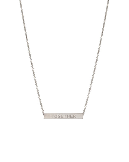 Carlton London Ingrave Text Inline Bar With Rhodium Plated Necklace