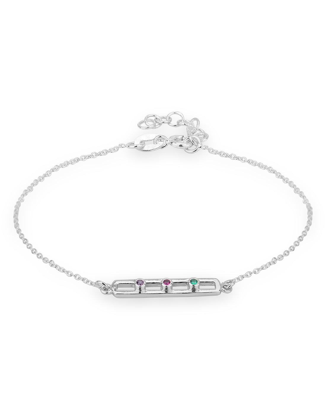 Carlton London Cz With Rhodium Plated Link Bracelet For Women