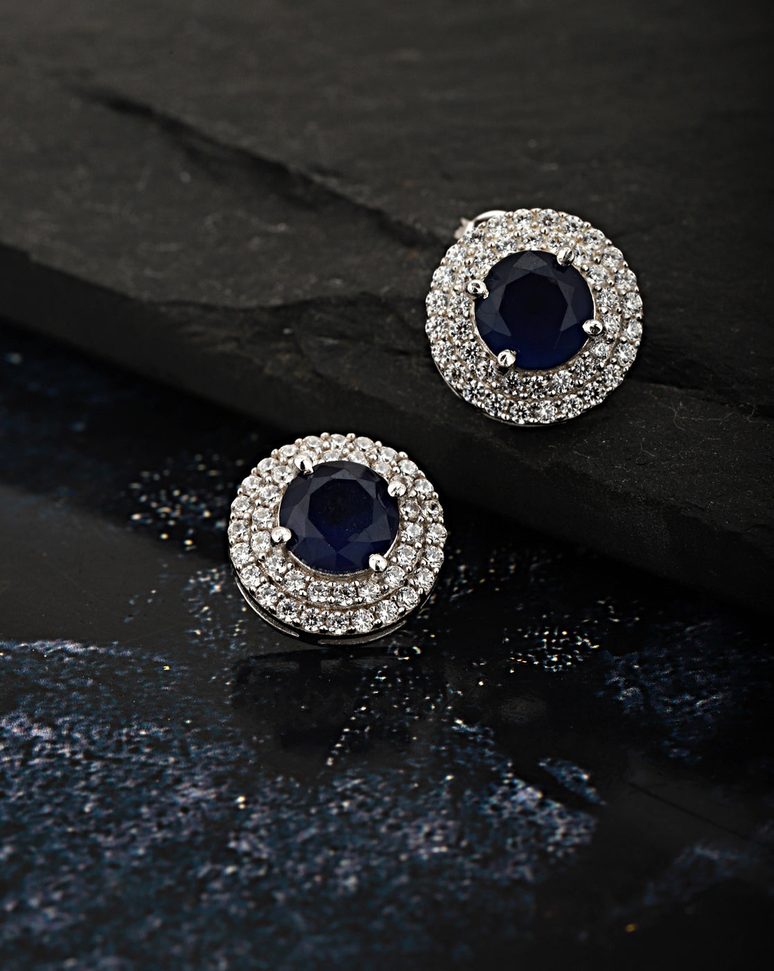 Cute Blue Stone Earrings - South India Jewels
