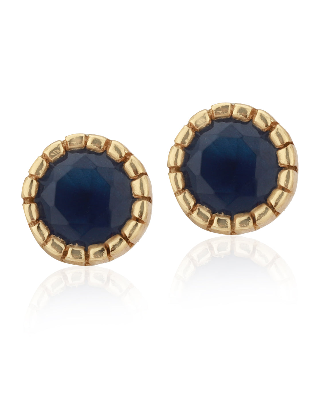 Carlton London Gold Plated Navy Blue Stone Circular Stud Earring For Women