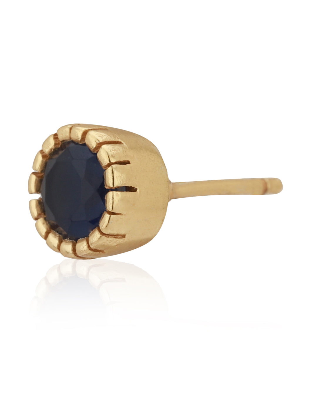 Carlton London Gold Plated Navy Blue Stone Circular Stud Earring For Women