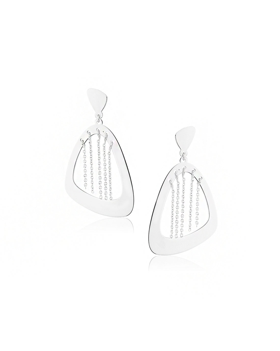 Carlton London Rhodium Plated Drop Earring With Chain For Women