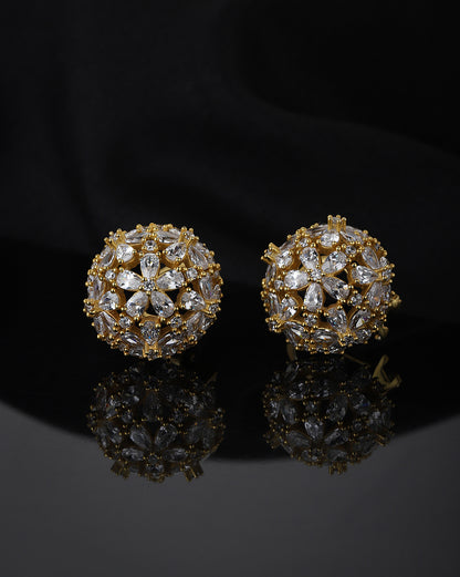 Carlton London Gold Plated Cz Floral Stud Earring For Women